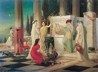 „In the temple of Vesta“ (historical painting by C. Hölscher, 1902)
