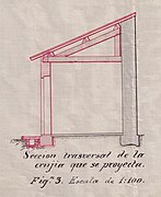 Plano de las obras de modificación del Cuartel de Infantería de San Fernando. Gerardo Morales 1884 Sección.jpg
