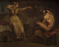 Nicolai Abildgaard - Fotis sees her Lover Lucius Transformed into an Ass. Motif from Apeleius' The Golden Ass - KMS3240 - Statens Museum for Kunst.jpg