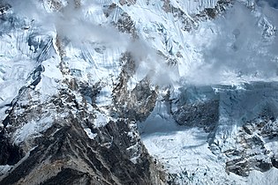 Ice cliffs on west Nuptse wall, Himalayas