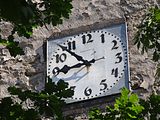 English: Tower clock at the church of Holzhausen, Thuringia, Germany