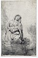 The Virgin and Child in the Clouds label QS:Len,"The Virgin and Child in the Clouds" label QS:Lnl,"De Madonna in de wolken" . 1641. etching print and drypoint print. 16.8 × 10.5 cm (6.6 × 4.1 in). Various collections.