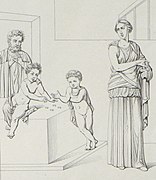 Medea contemplating the death of her children from the House of the Dioscuri Pompeii by G Frauenfelder published by F Niccolini, 1854.jpg