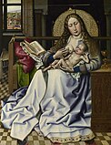 Follower of Robert Campin, The Virgin and Child before a Firescreen, c. 1440