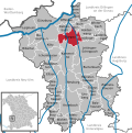 Lage im Landkreis und in Bayern (unten links)
