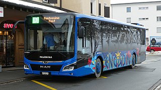 MAN Lion's City 12C Eff. Hybrid from Engadin Bus at Samedan station