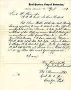 Letter signed B.L.E. Bonneville, Head Quarters, Camp of Instruction, Benton Barracks, Mo., to Lieutenant H. Hannahs, April 1864.jpg