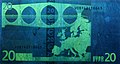 20-euro banknote under fluorescent light (UV-A)