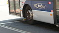 English: The guide wheel on Metrobus 579 (YT09 BKX), a Scania OmniCity, in Friary Way (Crawley bus station), Crawley, West Sussex, on route 10.