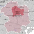 Lage der Stadt Paderborn im Kreis Paderborn und in NRW