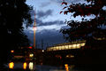 Fernsehturm with S-Bahn station Jannowitzbrücke at blue hour