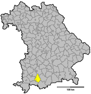 Lage des Landkreises Weilheim-Schongau in Deutschland