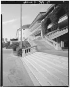 Northern Staircase west facade with portion of middle and northern section of grandstand in foreground- CD-N. - Hialeah Park Race Track, East Fourth Avenue, Hialeah, Miami-Dade HABS FLA,13-HIAL,1-19.tif