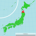 Map of Japan with highlight Aomori prefecture