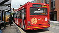 English: Arriva The Shires 3827 (P527 YJO), a Dennis Dart SLF/Plaxton Pointer, in Oxford Street, High Wycombe, Buckinghamshire, on Red Route 33, part of the High Wycombe Rainbow Routes network, supported by Buckinghamshire County Council.