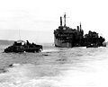 LVTs embarking British Royal Marine commandos leave Fort Marion (LSD-22) for the beach at Sorye Dong, North Korea, on 7 April 1951.