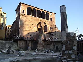 Domitian Terrace surmounted by the fifteenth century loggia of the Casa dei Cavalieri di Rodi