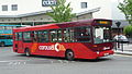 English: Carousel Buses DPL480 (P480 MLE), a Dennis Dart SLF/Plaxton Pointer 2, leaving High Wycombe bus station into Bridge Street, High Wycombe, Buckinghamshire, out of service.