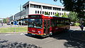 English: London General LDP37 (P737 RYL), a Dennis Dart SLF/Plaxton Pointer 2, in Haslett Avenue West, about to turn off the roundabout into The Broadway, in Crawley, on route 727. This is a shoppers service which runs one return journey on certain days from Banstead, Tadworth, Reigate, Woodhatch to Crawley, and since January 2010, to Worthing. It is run commerically.