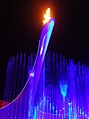 Olympic flame in the Olympic Park of Sochi at night