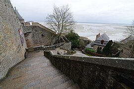 Mont Saint Michel walls and stone houses of the medieval town (village) (32883573956).jpg