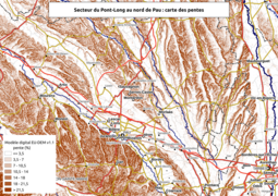 Carte des pentes dans le secteur du Pont-Long (Pau) EU-DEM v1.1 2023-09-02.png