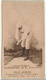 Thumbnail for File:Warren William Hick Carpenter, 3rd Base, Cincinnati, from the Old Judge series (N172) for Old Judge Cigarettes MET DP845594.jpg