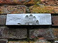 Symbolical handprints of postmans on the wall, where SS arrested defenders of the Polish Post Office in Gdańsk