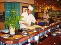 Sushi being prepared 調理中の寿司屋