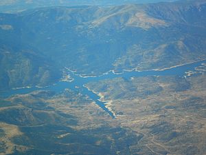 Aerial view of El Burguillo reservoir