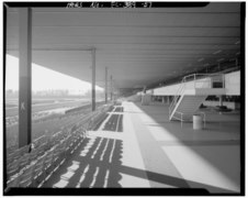 View south from north end of grandstand. Level 2- CD-S. - Hialeah Park Race Track, East Fourth Avenue, Hialeah, Miami-Dade County, FL HABS FLA,13-HIAL,1-57.tif