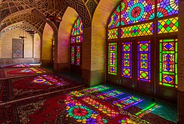 Colored windows of the Nasir-ol-Molk Mosque, Shiraz, Iran.