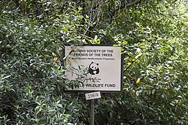 Plaque with dedication to the WWF. Kaisariani forest, Attica.jpg