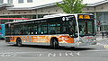 English: Carousel Buses MB51 (CB51 BUS), a Mercedes-Benz Citaro, leaving High Wycombe bus station into Bridge Street, High Wycombe, Buckinghamshire, on route A40. It wears a special BAA livery. Various BAA supported service around Heathrow wore this silver-based livery, with different coloured vinyls. High Wycombe was red (seen here faded to orange), Staines & Egham route 441 was turquoise, Slough was purple and Walton-on-Thames, Shepperton & Sunbry were blue. All buses involved now wear new liveries.