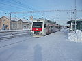 A train at Kerava Railway Station in winter