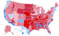 Results of 2016 U.S. presidential election by congressional district, shaded by vote margin.