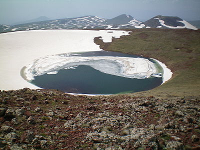 Lake Akn on the top of Azhdahak volcano, 3597 m above sea level © Sonashen