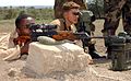 Ethiopian soldier fires a PSL sniper rifle at a shooting range outside Camp Ramrod, Ethiopia