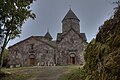 English: Gavit (left) and Surb Astvatsatsin (right), from West. Français : Gavit (gauche) et Sourp Astvatsatsin (droite), depuis l'ouest.