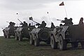 A convoy of Portuguese Army Chaimite V-200 Armored Personnel Carriers