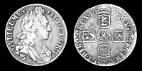 Silver crown coin of William III, dated 1695.