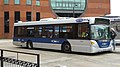 English: Metrobus 630 (YN08 DFV), a Scania CN230UB OmniCity, in Redhill bus station, on route 100. It is stopped at Stand A, despite route 100 being allocated to Stand C. This is a good demonstration of how the new design of the bus station is too cramped.