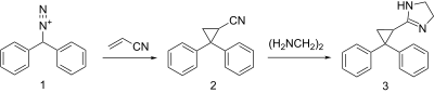 Thumbnail for File:Cibenzoline synthesis.svg