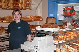 Faroese girl in a baker shop