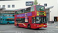 English: First Berkshire & The Thames Valley TN32963 (X963 HLT), a Dennis Trident/Plaxton President, leaving High Wycombe bus station into Bridge Street, High Wycombe, Buckinghamshire, on route 74, which they run in competition with Arriva. The bus was moved from First London, hence it is wearing London livery.