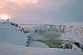 Sunset at Goðafoss in Winter