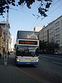 Free of charge for passengers double-decker bus, taking people from the ferry tram to the Gdynia Główna