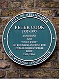 Thumbnail for File:Peter Cook 1937-1995 comedian and only twin co-founded and ran the Establishment Club here 1961-1964.jpg