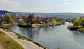 Zusammenfluss von Werra (links) und Fulda (rechts) zur Weser (vorn)