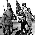 Nasser carrying the unit colours, 1940.